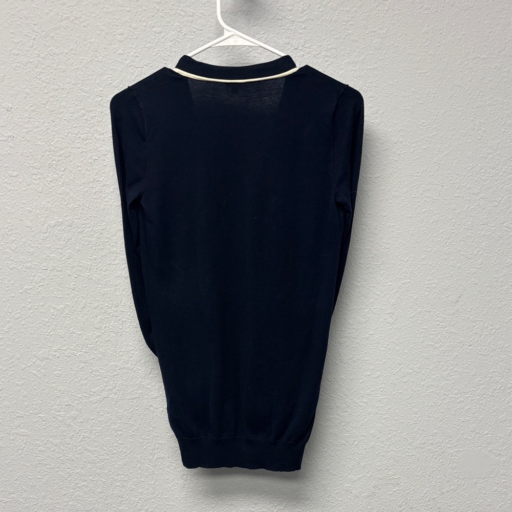 J. Crew Navy Blue W’s XS Cardigan with White Trim. 100% Cotton. Gently Used. - Picture 10 of 10